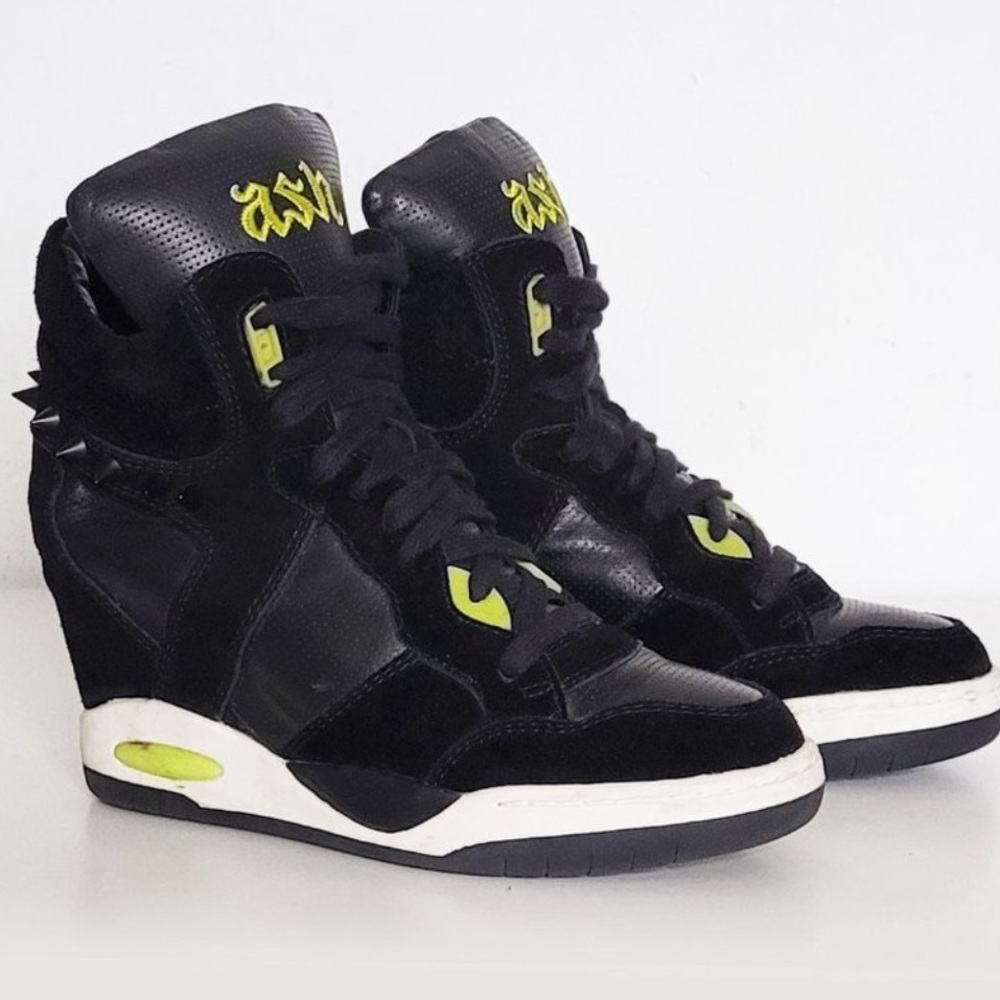ASH black and neon wedge sneakers